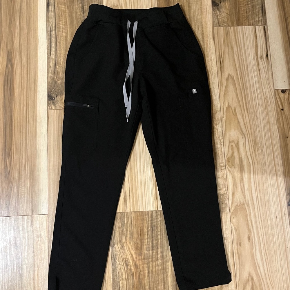 Figs black pants small petite straight leg high waist